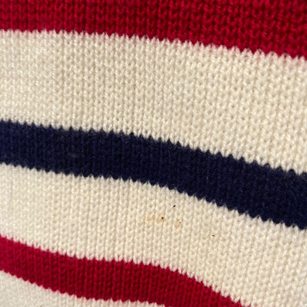 Vintage White Stripe Double Breasted Sweater Jacket Size Medium 50s Nautical - Picture 15 of 16